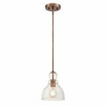 Brilliantbulb 1 Light Mini Pendant Washed Copper Finish with Clear Seeded Glass BR2690070